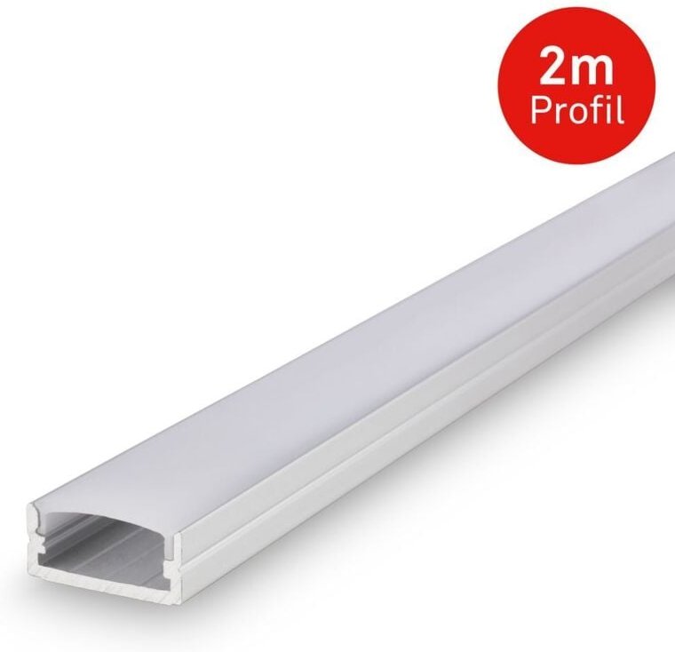 Briloner - LED-Stripe-Profil, Abdeckung für LED-Strifen, LED-Stripes, Diffusor LED-Band, alu-weiß, Kunststoff, 200x2,3x1...