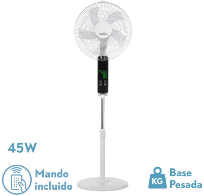 Abrila -Ventilator de Foot rodium Touchscreen Digital Schwarz mit fünf Flügeln mit 3 Geschwindigkeiten 2 Positionen mit ...