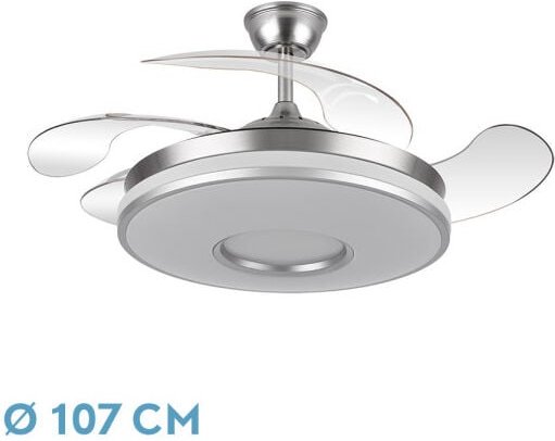Thumbnail - Ventilator dani 59w 6980lm nickel 4 blätter faltbar 6 geschwindigkeiten107d 3000-4000-6000k fernbedienung, reg.int, memo...