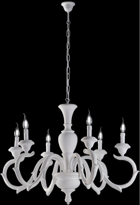 Bonetti Illumina - Fiorenza - Schäbiger weißer Holzkronleuchter 6 Lichter 125 - Ø91 - BL172-6-BCO