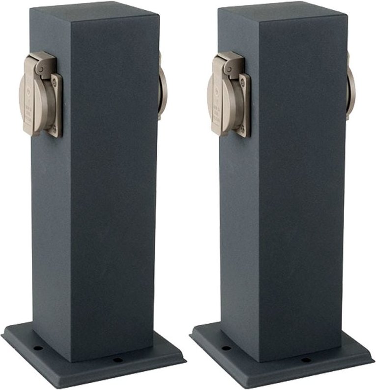 Etc-shop - 2x 2-fach Steck Dosen Säule Garten Energie Verteiler Terrassen Außen Strom Versorger 8820