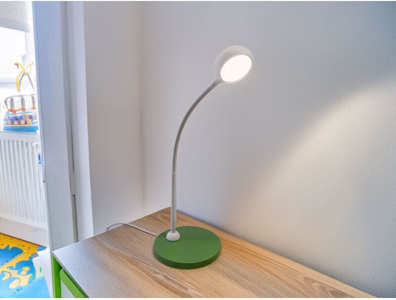 Moderne Kinder Schreibtischleuchte Grün-Grau mit Flexarm, Höhe 43cm