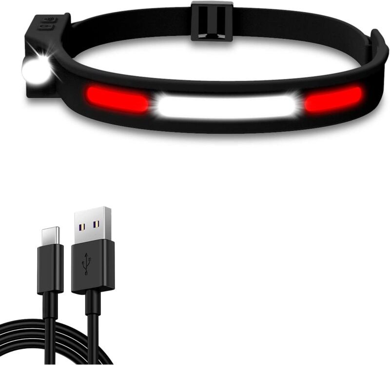 Wiederaufladbare, wasserdichte Stirnlampe mit 5 Leuchtmodi, Halolight 350 Lumen, ideal zum Laufen, für Kinder, Camping, ...