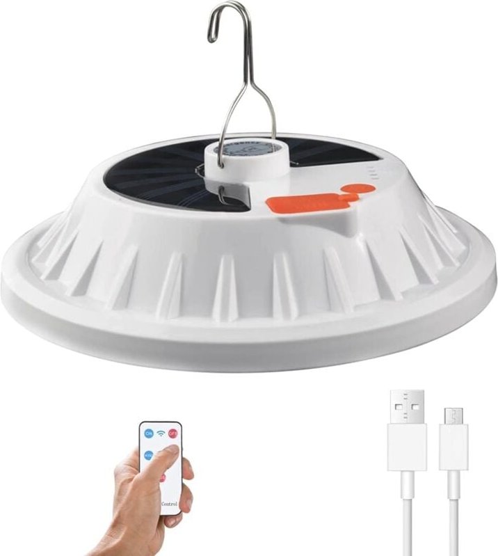 120 led Solar Campinglaterne mit Fernbedienung, usb wiederaufladbarer Akku, dimmbar, IPX7 wasserdicht