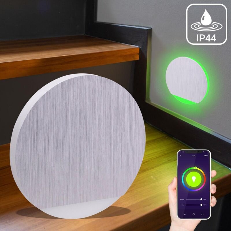 LED Treppenleuchte IP44 Alu-gebürstet - Lichtfarbe: Smart Tuya RGB CCT 3W - Lichtaustritt: Orbis