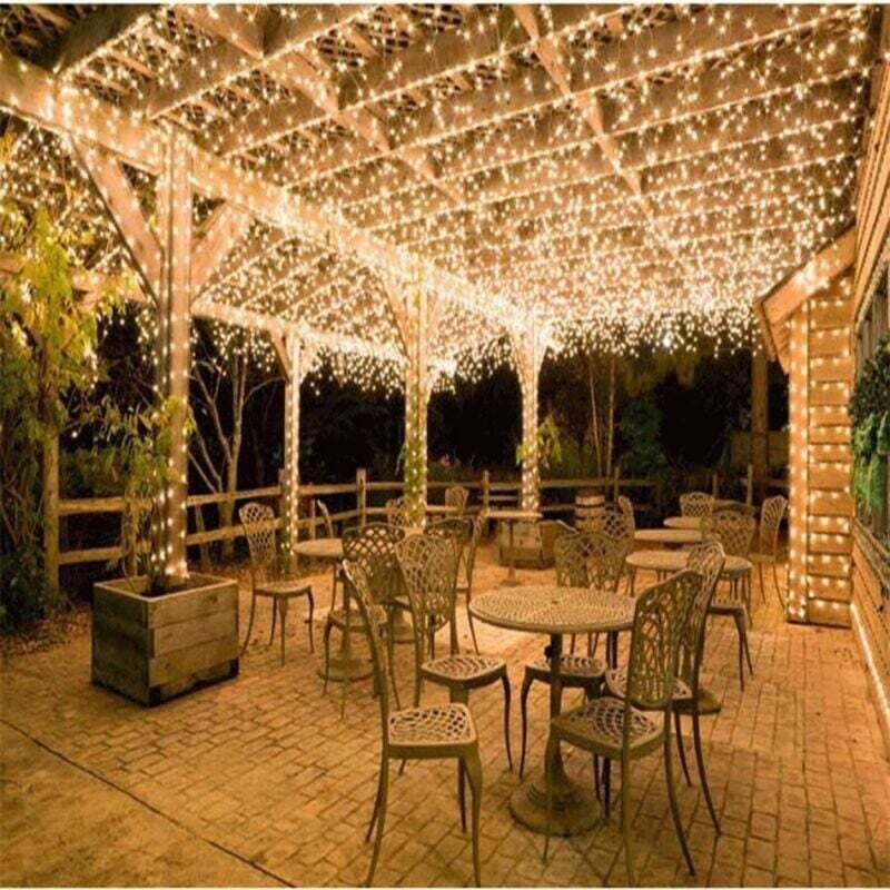 Guirlande Lumineuse 600 LED 100M Blanc Chaud Pour Jardin Extérieur Mariage Fête Décoration