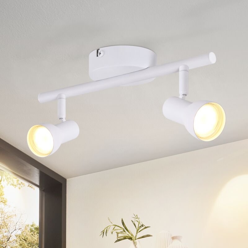 Deckenstrahler 2 Flammig Deckenlampe Flur - Deckenleuchte Modern Design Weiß Innen Strahler GU10 Metall Deckenspots 350°...