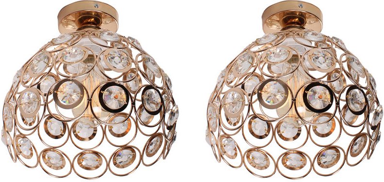 2x Deckenleuchte Moderne Stil Deckenlampe mit Ø26cm Kristall Lampenschirm Semi-Flush Mount Art Licht E27 Fassung für Flu...