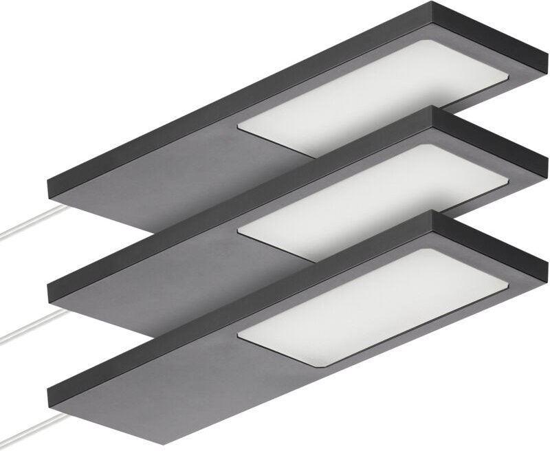 SOTECH LED-Möbelleuchte GIULIA II ohne Sensor schwarz, 4000K neutralweiß inkl. Trafo & Verteiler, 3er Set