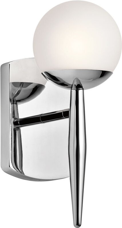 Wandlampe Leuchte Fackellampe led Glaskugel Flurleuchte IP44 Badleuchte chrom