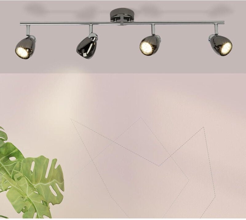 Lampe Milano led Spotrohr 4flg chrom/schwarz chrom 4x LED-PAR51, GU10, 3W LED-Reflektorlampen inklusive, (250lm, 3000K) ...