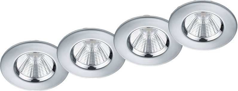 Trio Leuchten - 4er set IP65 led Deckeneinbaustrahler Silber Chrom rund, dimmbar, ø 8,5cm