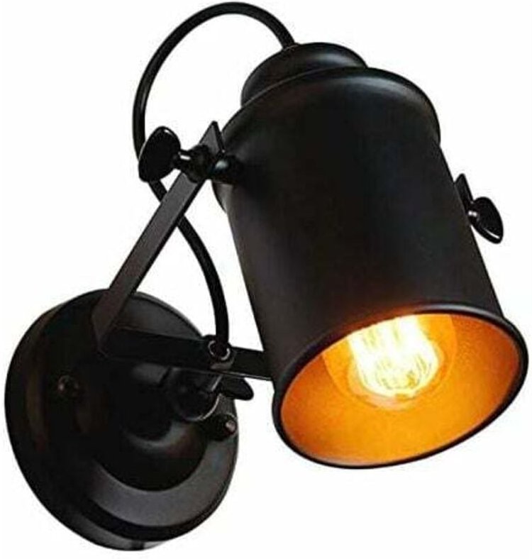 Wandleuchte Innen, Vintage Eisen Wandlampe Verstellbar Schwarz E27 Wandleuchter für Schlafzimmer Wohnzimmer Badezimmer F...