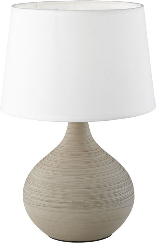 Trio Lighting - Tischleuchte martin Keramik Cappucino mit Stoffschirm Weiß, Höhe 29cm