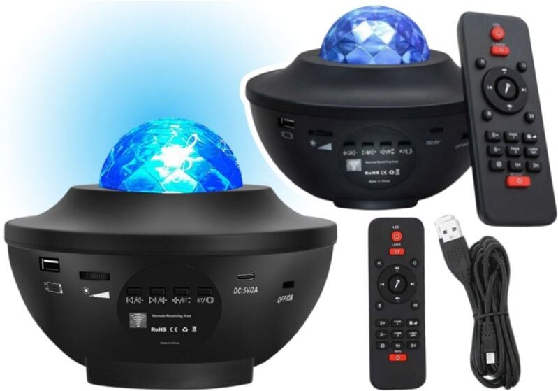 LED Star Projector Night Light with Bluetooth Speaker