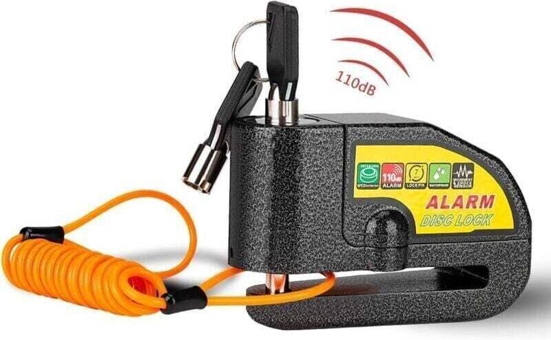 Diebstahlsicheres Alarm-Bremsscheibenschloss für Motorräder, Fahrräder und Roller (Schwarz) - FDC