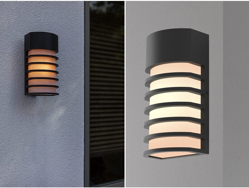 Meinewunschleuchte - led Außenwandleuchte Retro Design alu Schwarz, IP54, 24x13cm