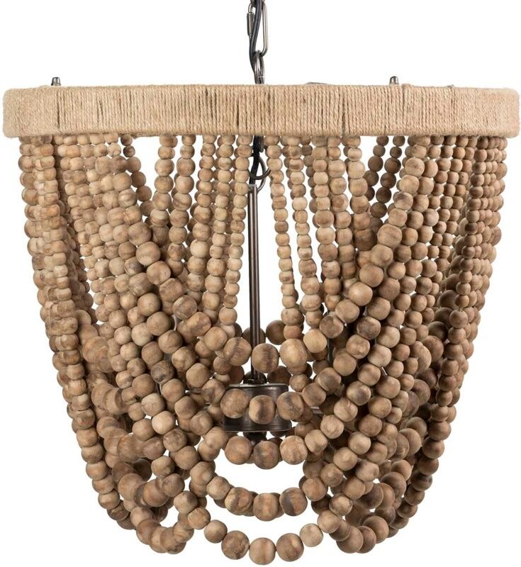 Deckenleuchte Kette Kugeln Jute Holz 45x45x40 cm