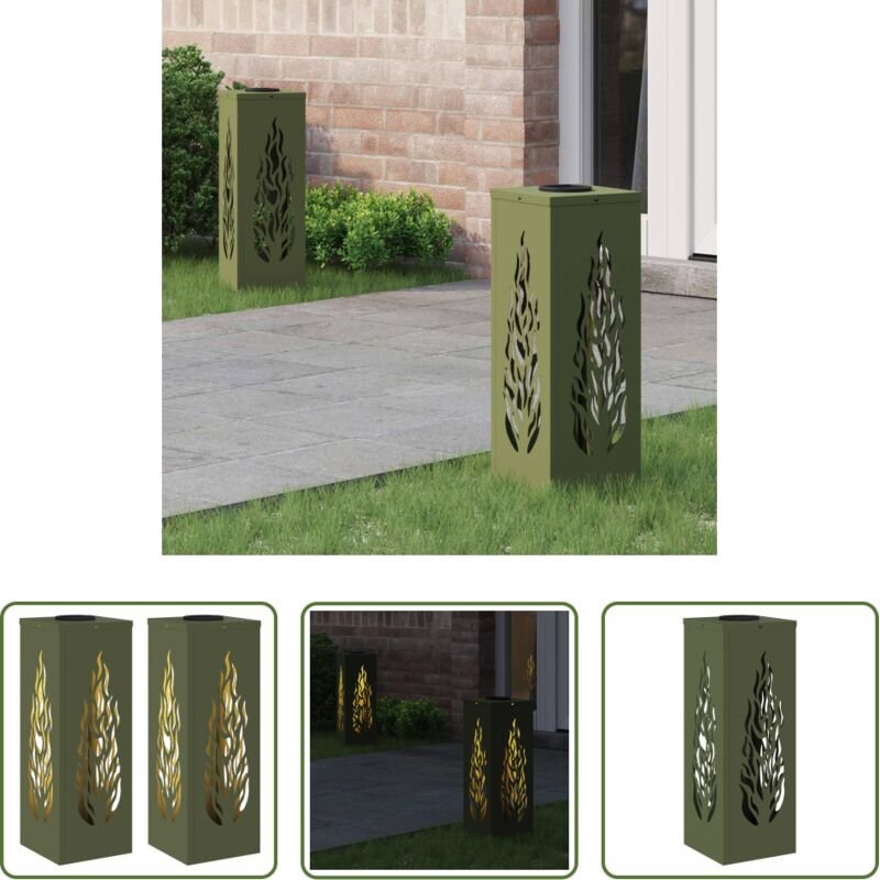 Wegeleuchten - Solar LED Weg Licht 2 pcs Olive Grün Kalt gewalzter Stahl