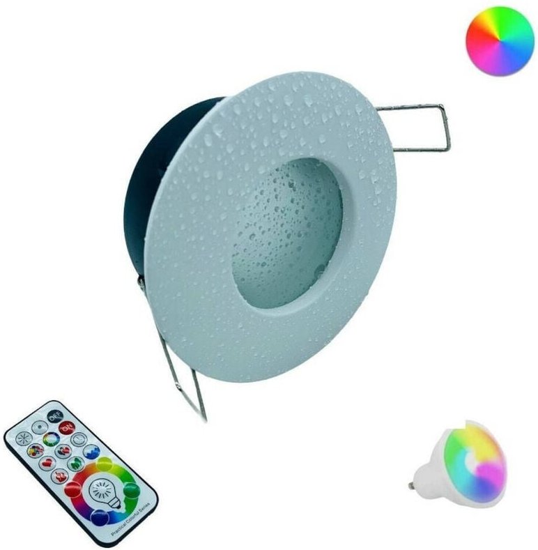 Trade Shop Traesio - Trade Shop - LED-Einbaustrahler für Badezimmer, Duschkabine, RGBW-Lampe, 10 w, GU10, Farblichtthera...