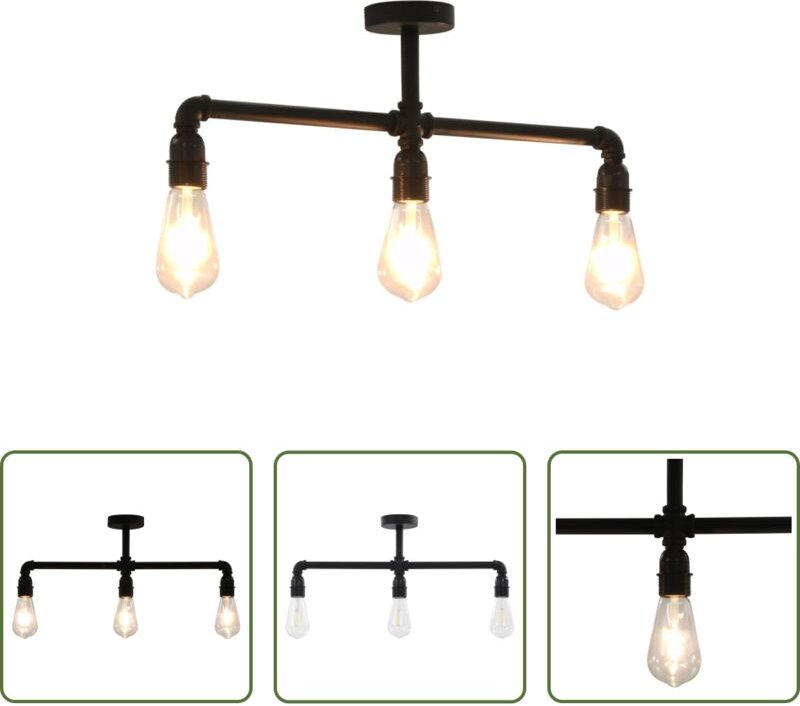 Steampunk-Deckenleuchte - Deckenleuchte Schwarz 3 x E27-Fassungen