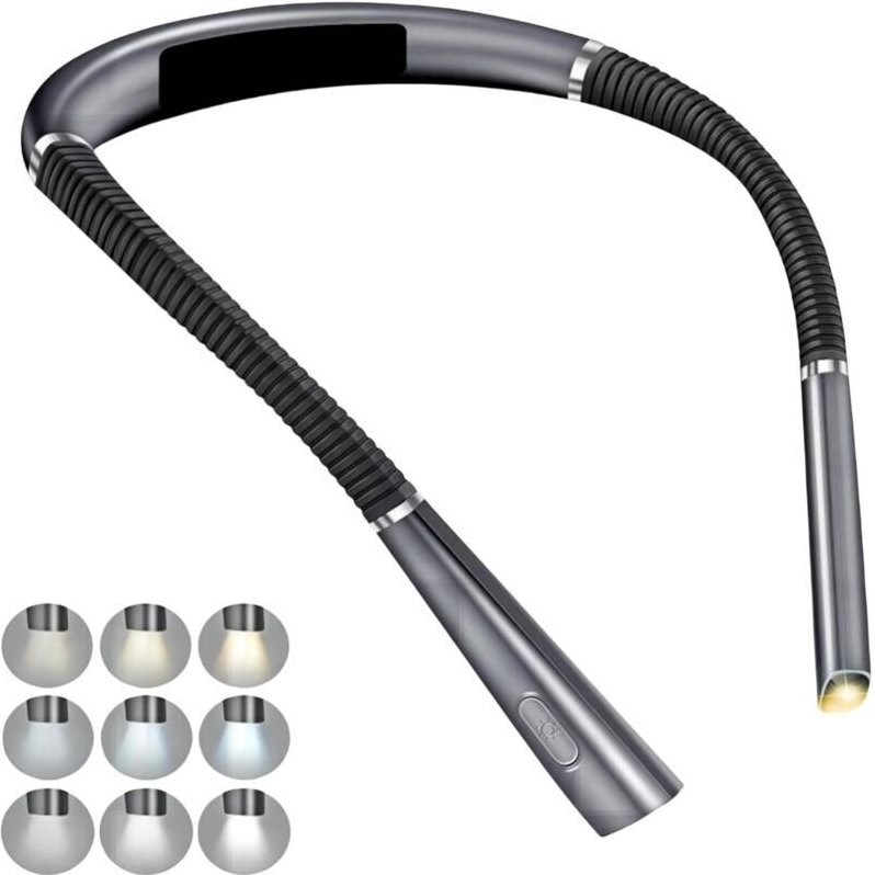 Flexible Leselampe – Wiederaufladbare Leselampe mit 3 Farben und 3 Helligkeitsstufen, klappbaren Armen und langer Akkula...