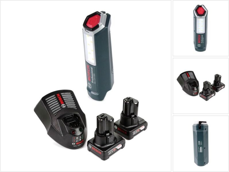 Gli 12V-300 Akku Lampe + 2x gba 12V 4,0 Ah Akku + gal 1230 Ladegerät - Bosch Professional