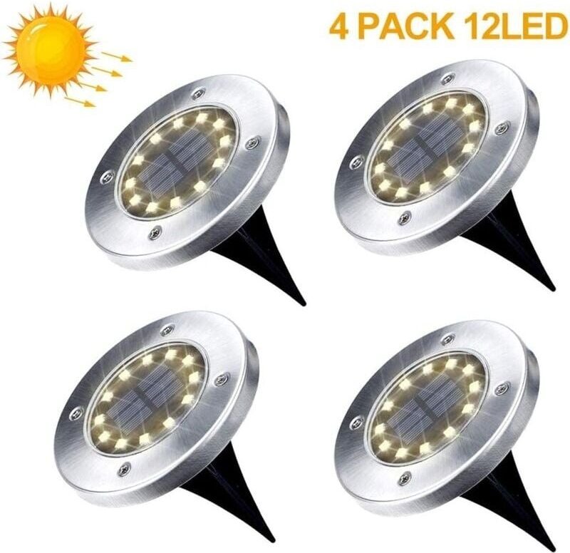 Solarleuchten für den Außenbereich, Garten, 4er-Pack, 12 LED-Solarstrahler, für den Außenbereich, Solar-Gartenleuchten, ...