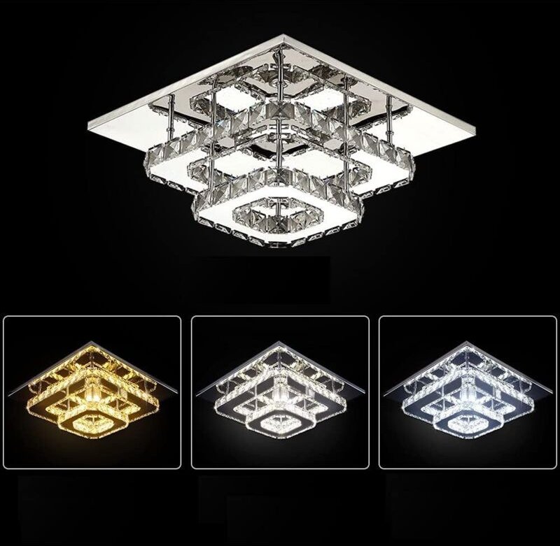 Moderne Kristall Deckenleuchte LED 30cm Quadrat Lampenschirm für Esszimmer Schlafzimmer Wohnzimmer Flur (Dimmbar)