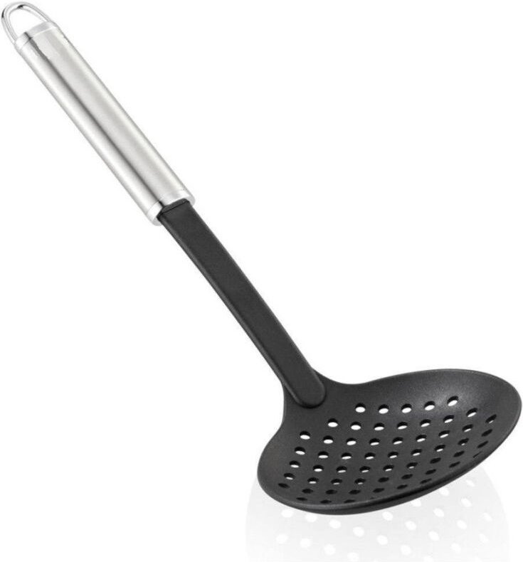 Trade Shop Traesio - Trade Shop - schaumlöffel nylon kunststoff stahl 11 x 6 x 33 cm ovaler griff küchenwerkzeug -
