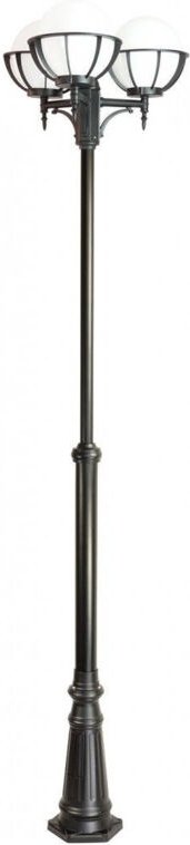 Gartenlaterne 285 cm 3x weiße oder geräucherte Kugeln 25 cm 3xE27 schwarz IP43 SU-MA OGMWN 3 KPO 250 Kugeln