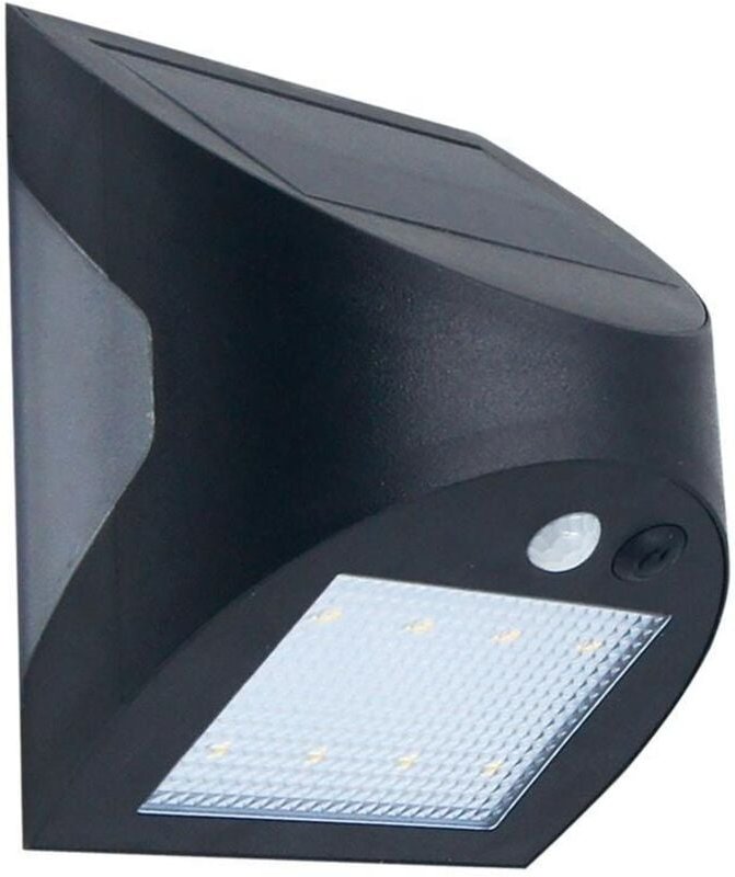 GSC - Solar-LED-Wandleuchte 'Kolam' mit PIR-Bewegungs- und Dämmerungssensor (3W 6000K 300lm) IP65 schwarze Farbe