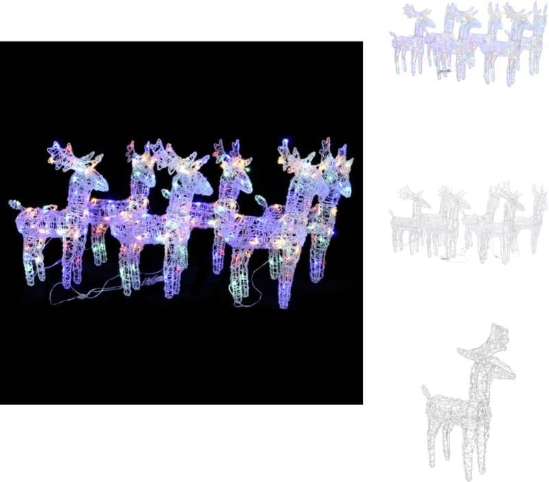 Thumbnail - Weihnachtsbeleuchtung - Living LED-Rentiere 6 Stk. Mehrfarbig 240 LEDs Acryl