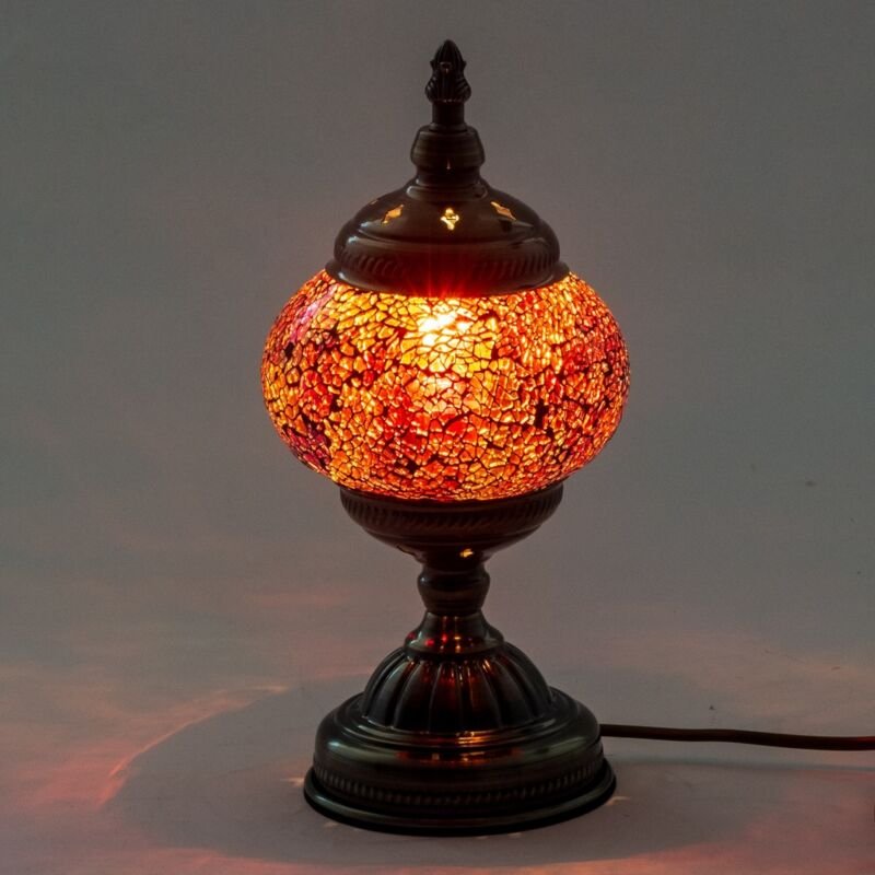 Indische Mosaiklampe aus orangefarbenem Metall und Glas, Heimdekoration, handgefertigtes Geschenk