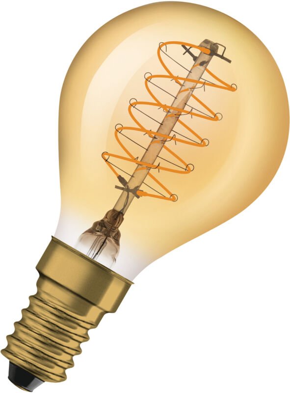 Osram - Vintage 1906 LED-Lampe mit Gold-Tönung, 3,4W, 250lm, klassische Tropfenlampe (Classic p) mit E14-Sockel, warmwei...