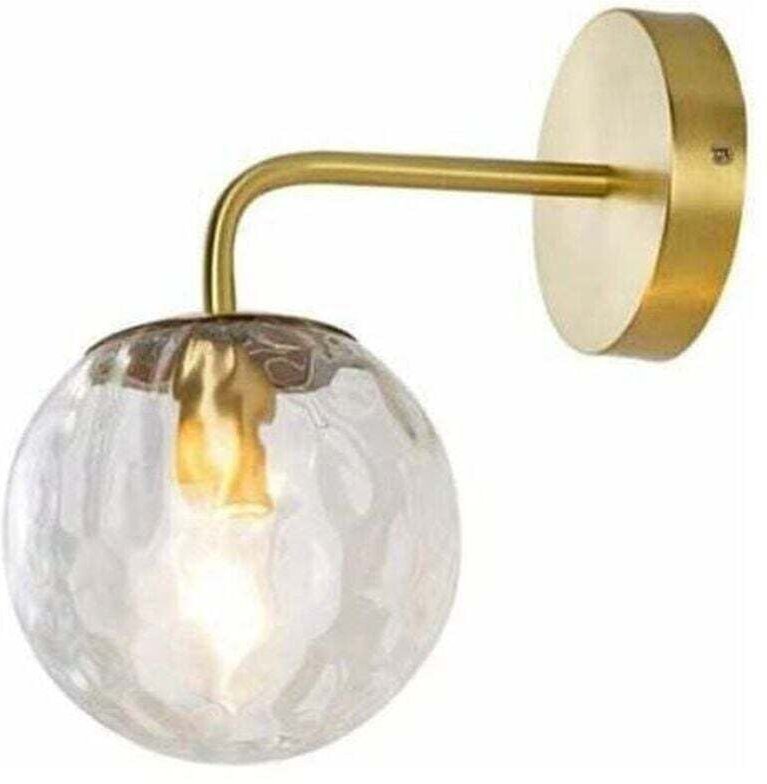 Wandleuchte für Wohnzimmer und Eingangsbereich – Moderne Glaswandleuchte mit Kugelschirm aus Metall und Messing, schlich...