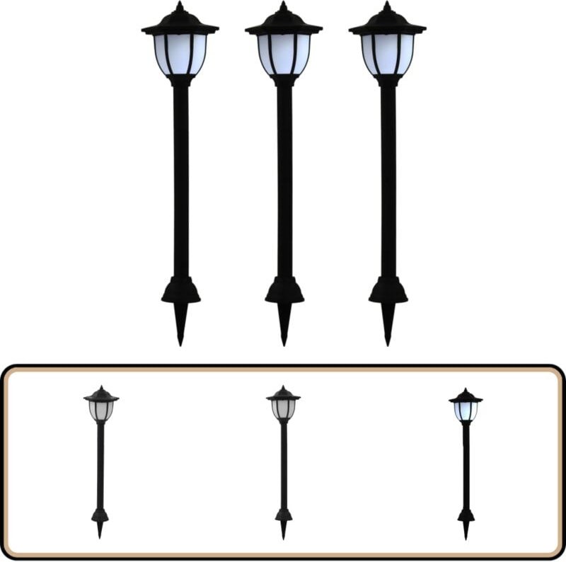 Outdoor Solarleuchten 3 Stück led Schwarz - Outdoor Beleuchtung - Solarlaterne - Gartenbeleuchtung - Terrasse Beleuchtun...