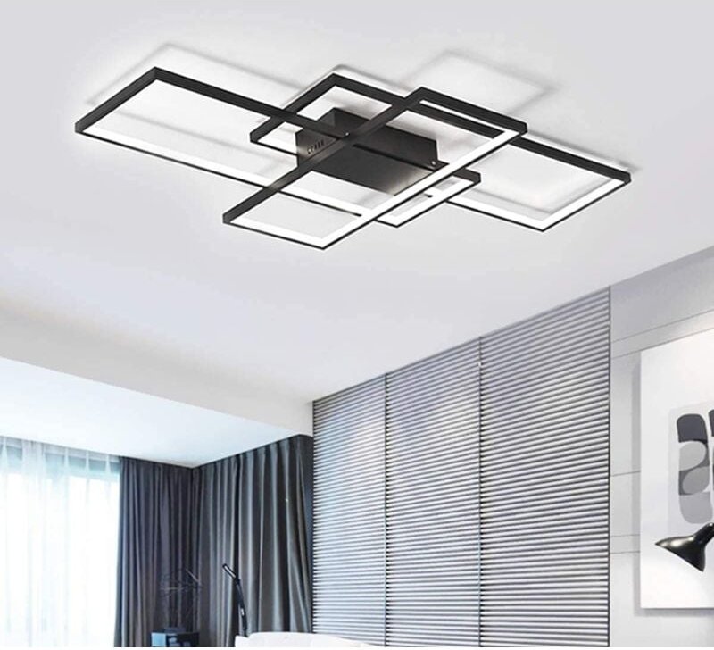 Led Deckenleuchte,50W Moderne Deckenleuchten,3-Squares Aluminium Acryl Schwarz Kronleuchter, Moderne Einfache Unterputz ...