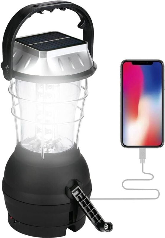 Solar-Campinglaterne, LED-Lampe mit Handkurbel, superhelles tragbares Zeltlicht mit 5 Stromversorgungsmethoden, IP43 was...
