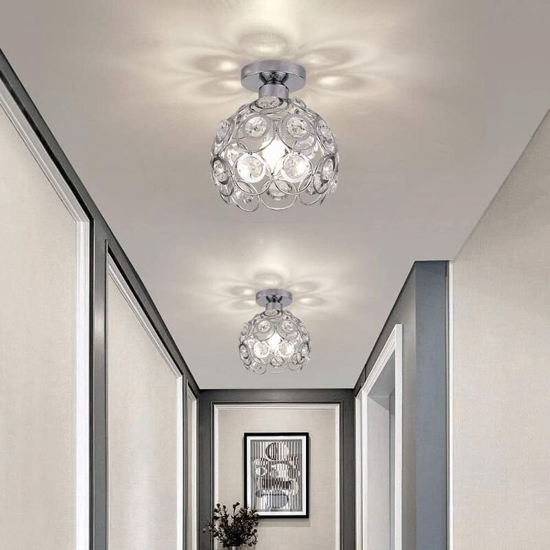 2er Deckenleuchte 20cm Kristall Lampenschirm Moderne Halb Unterputz Deckenlampe für Flur Eingang Küche Schlafzimmer Essz...