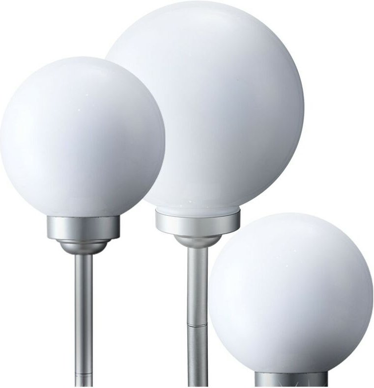 3x led Solarkugel-Set Gartenleuchte Außenbeleuchtung Weg-Licht Deko Steckleuchte Veranda Hof Weg Weiß