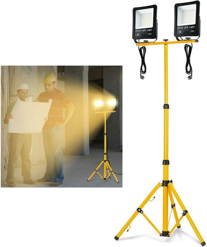 Baustrahler led Flutlicht Strahler Arbeitsleuchte Bauscheinwerfer Floodlight mit Stativ und EU-Stecker für Innen-und Auß...