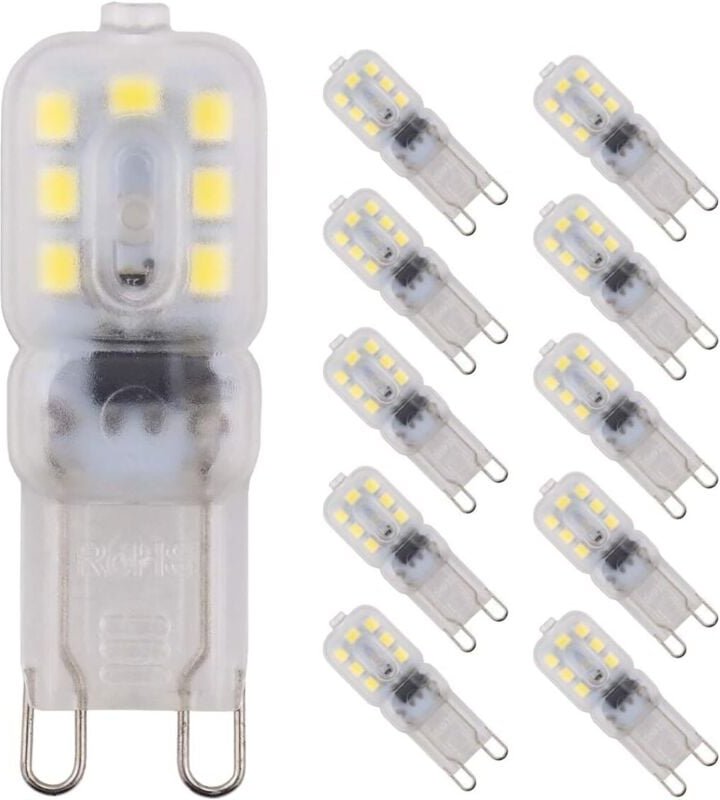 10er-Packung 2W 14x2835 Dimmbare G9 LED-Lampen, Energiespar-LED-Lampen, Kaltweiß 6000k, 150 Lumen, entspricht einer 20W ...