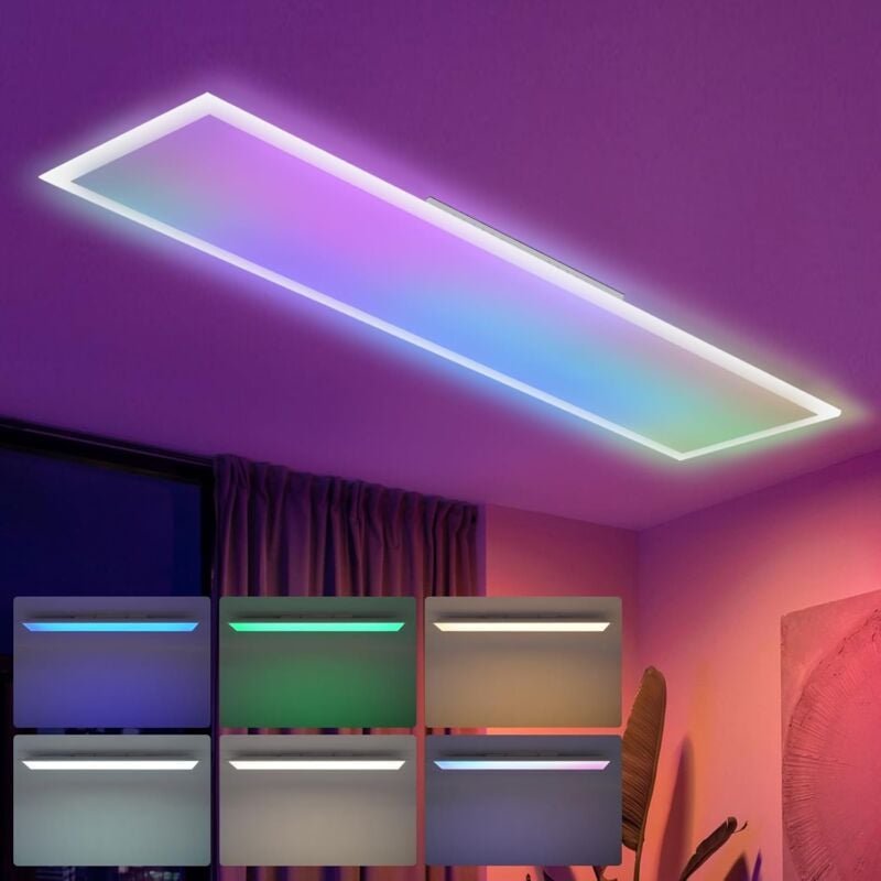 Led Panel 100x25 Deckenleuchte - Deckenpanel Dimmbar Lang rgb Farbwechsel Bürolampe Flach mit Fernbedienung Büro 24W Dec...