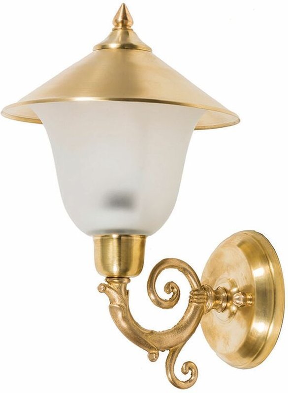 Wandlampe außen IP23 Weiß E14 Glas Messing Rustikal Außenwandleuchte Garten Haus