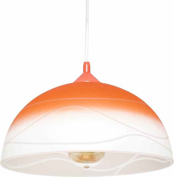 Retro Pendelleuchte Küche Esstisch Weiß Orange Glas 30 cm rund