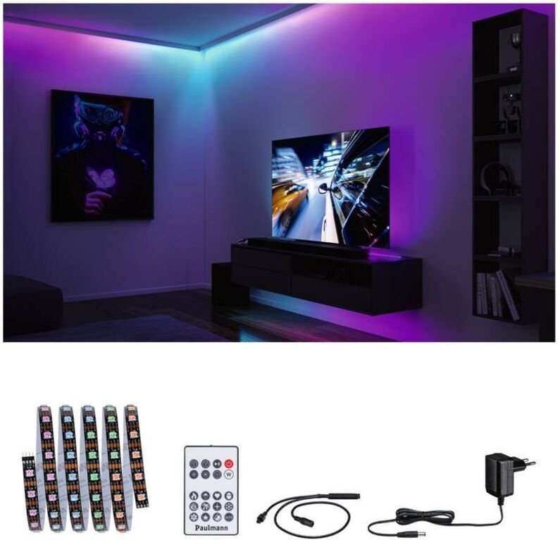 Paulmann Entertain LED Stripe Dynamic Rainbow Komplettset 1,5m RGB kürzbar LED Stripe