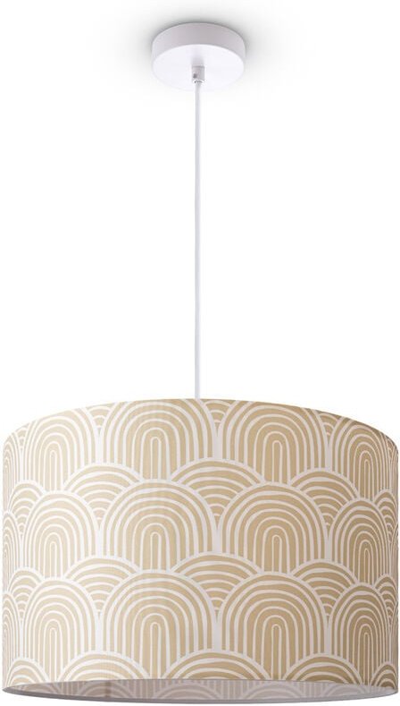 Deckenlampe Wohnzimmer Pendelleuchte Esstisch Lampenschirm Stoff Modern Abstrakt Pendelleuchte - Weiß, Design 7 (Ø45,5 c...