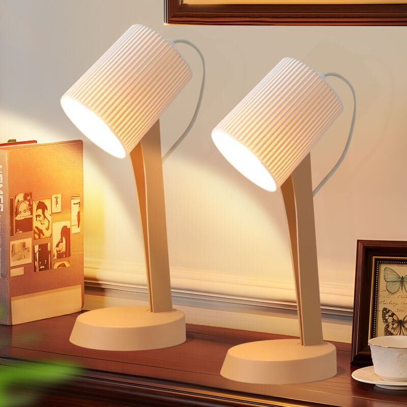 Tischleuchte Wohnzimmer Nachttischlampe mit Kabel - 37.4 cm Tischlampe 2er Set Kleine Lampe E14 Tischlampen Braun Modern...