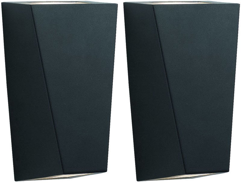 Etc-shop - 2x led Außen Wand Leuchte Edelstahl alu Up Down Garten Balkon Lampe schwarz